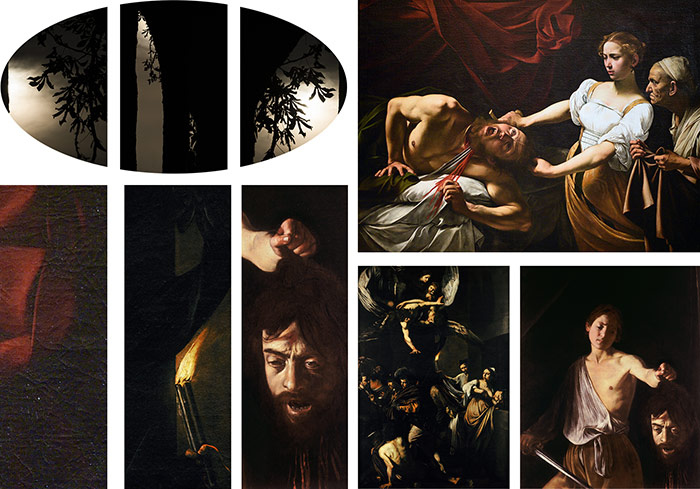 Caravaggio, Giuditta e Oloferne ; Sette opere di Misericordia ; Davide con la testa di Golia